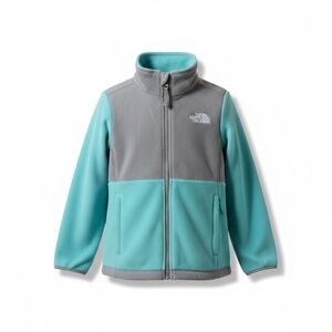 The North Face Girl's Denali Jacket - Size Medium (10/12) - Mint Green/Grey